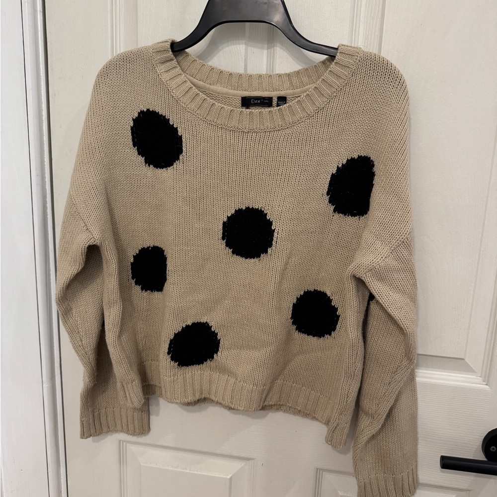 Cropped Polka Dot Crewneck Sweater